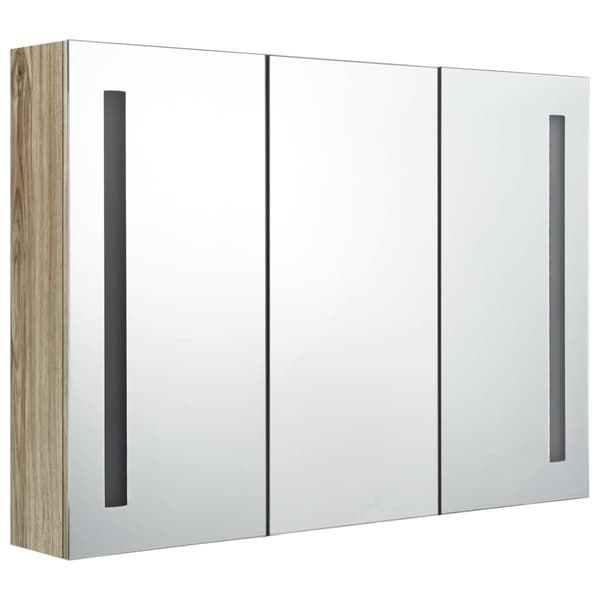 vidaXL LED-speilskap til bad 89x14x62 cm eik