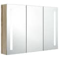 Miniatyrbilde 2 av 8: vidaXL LED-speilskap til bad 89x14x62 cm eik
