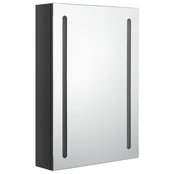 vidaXL badeværelsesskab med spejl + LED-lys 50x13x70 cm skinnende sort