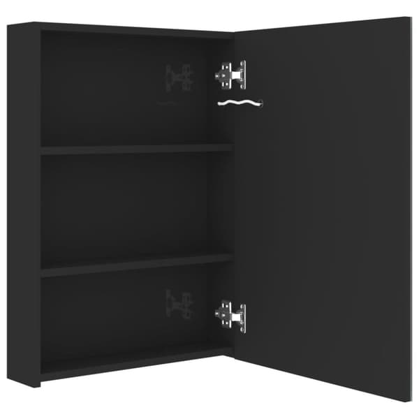 vidaXL badeværelsesskab med spejl + LED-lys 50x13x70 cm skinnende sort