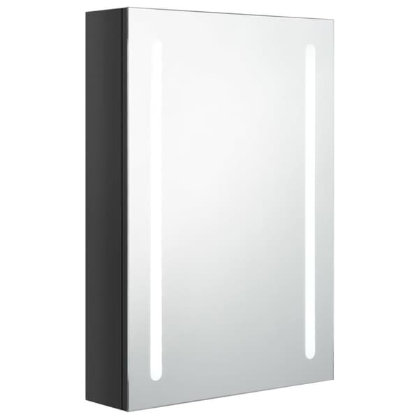 vidaXL badeværelsesskab med spejl + LED-lys 50x13x70 cm skinnende sort
