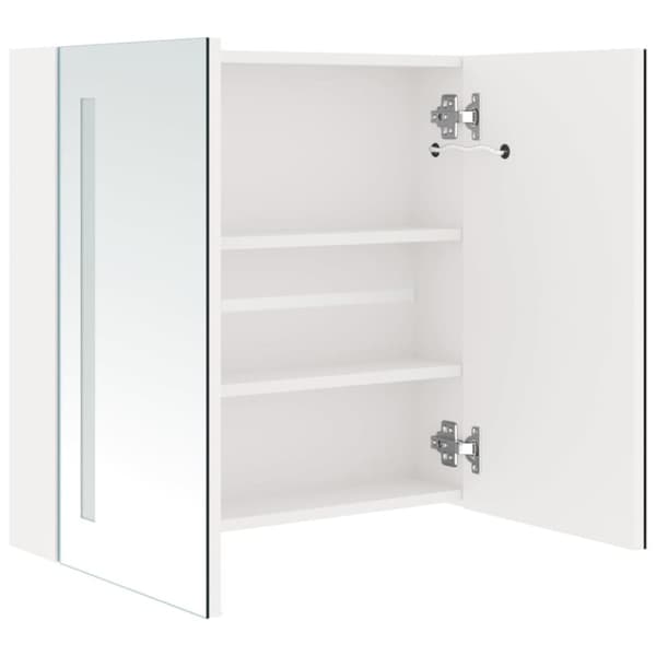 vidaXL Spegelskåp med LED vit högglans 62x14x60 cm