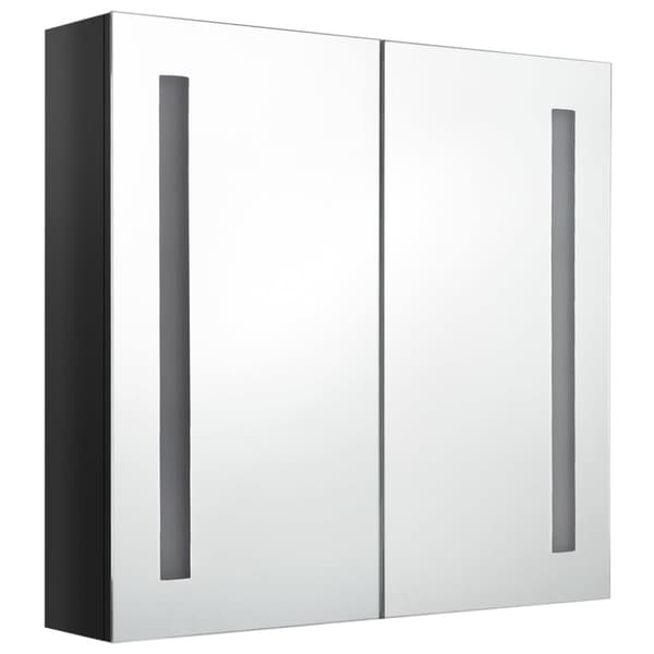 vidaXL LED-speilskap til bad blank svart 62x14x60 cm
