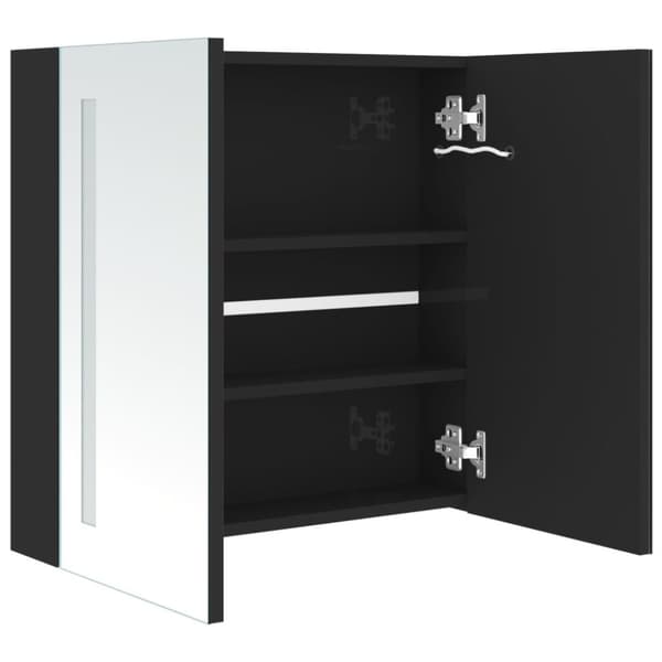 vidaXL LED-speilskap til bad blank svart 62x14x60 cm