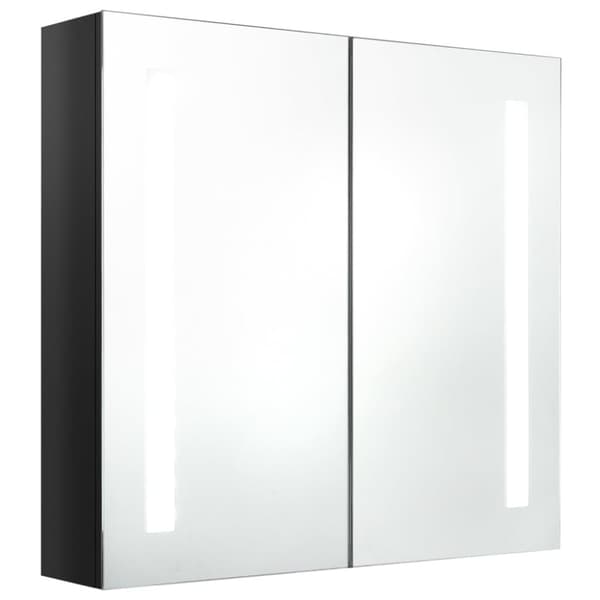 vidaXL LED-speilskap til bad blank svart 62x14x60 cm