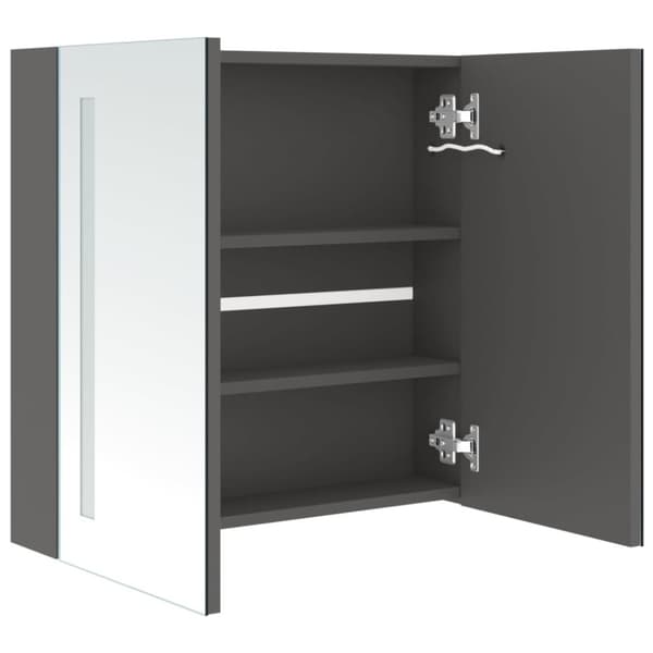 vidaXL badeværelsesskab med spejl + LED-lys 62x14x60 cm grå