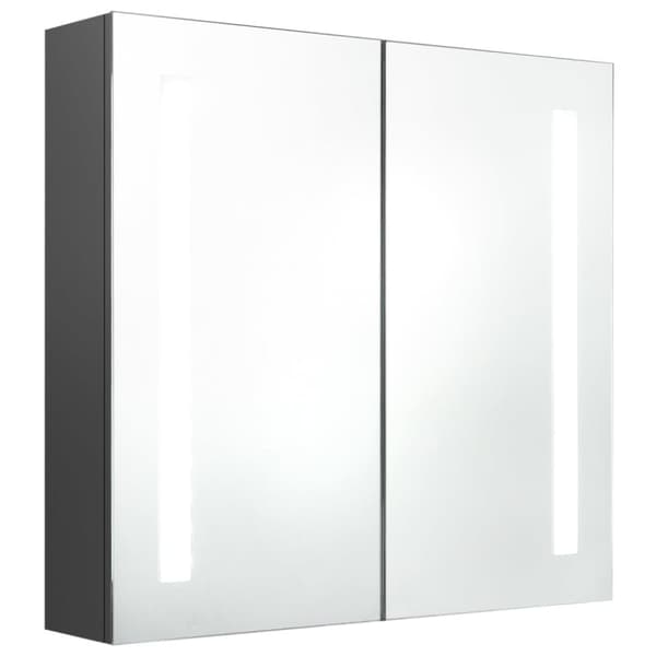 vidaXL badeværelsesskab med spejl + LED-lys 62x14x60 cm grå