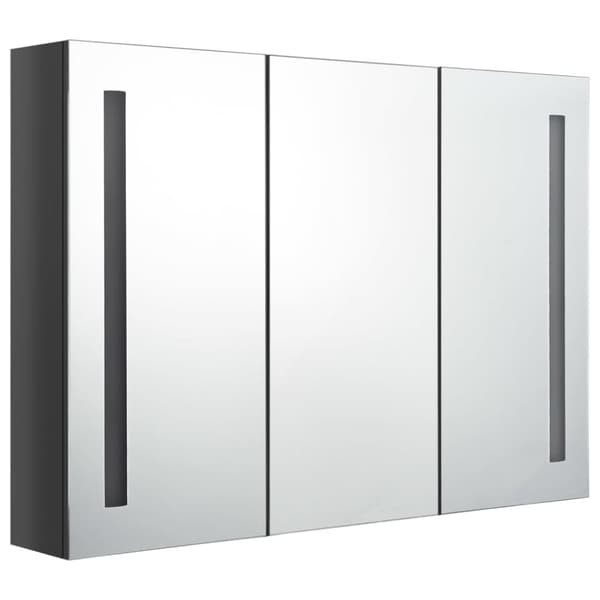 vidaXL LED-speilskap til bad 89x14x62 cm skinnende grå