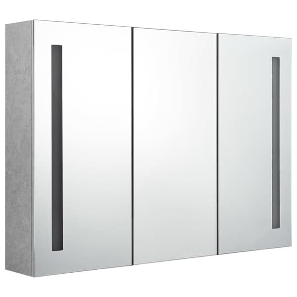 vidaXL LED-speilskap til bad betonggrå 89x14x62 cm