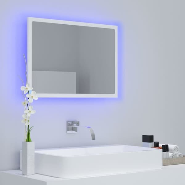vidaXL Badrumsspegel med LED vit 60x8,5x37 cm akryl