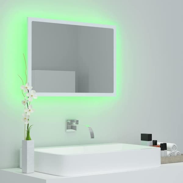 vidaXL Badrumsspegel med LED vit 60x8,5x37 cm akryl
