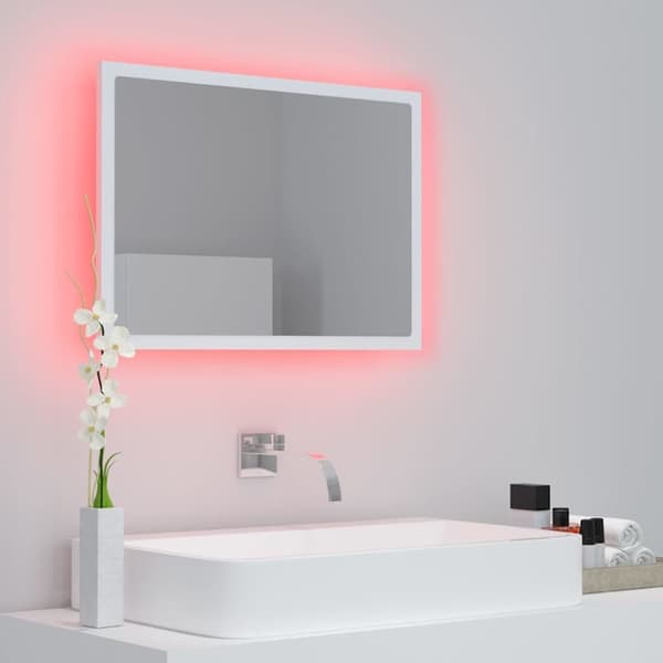 vidaXL Badrumsspegel med LED vit 60x8,5x37 cm akryl