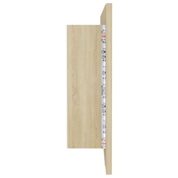 vidaXL badeværelsesskab m. spejl og LED-lys 100x12x45 akryl sonoma-eg