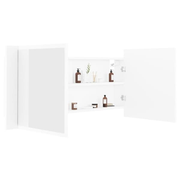 vidaXL LED-speilskap til baderom hvit 100x12x45 cm akryl