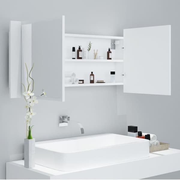 vidaXL LED-speilskap til baderom hvit 100x12x45 cm akryl