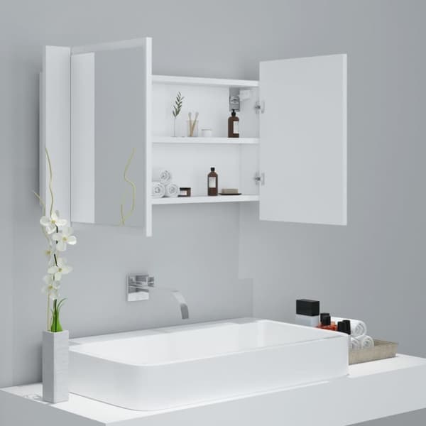vidaXL LED-speilskap hvit 80x12x45 cm akryl
