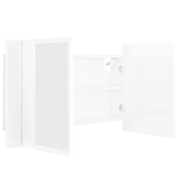 vidaXL Spegelskåp för badrum LED vit högglans 80x12x45 cm akryl