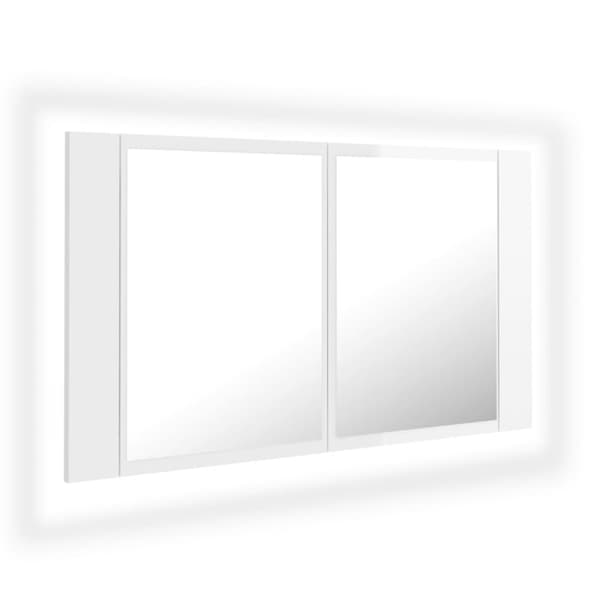 vidaXL Spegelskåp för badrum LED vit högglans 80x12x45 cm akryl