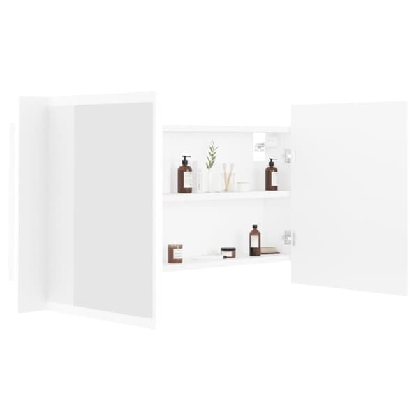 vidaXL Kylpyhuoneen LED peilikaappi valkoinen 90x12x45 cm akryyli