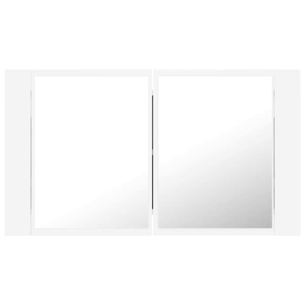 vidaXL badeværelsesskab m. spejl og LED-lys 80x12x45 cm akryl hvid