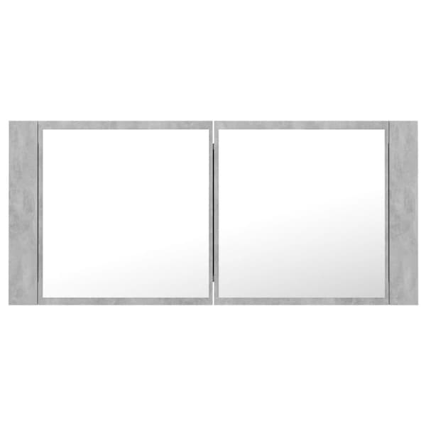 vidaXL Kylpyhuoneen LED peilikaappi betoninharmaa 100x12x45 cm akryyli