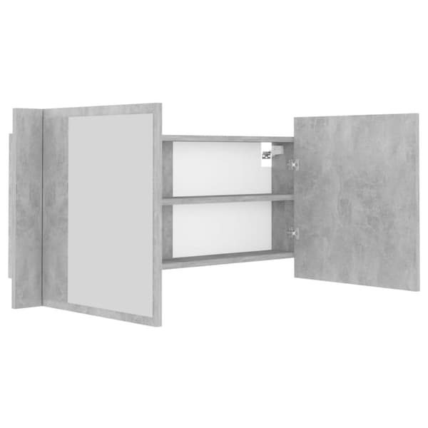 vidaXL Kylpyhuoneen LED peilikaappi betoninharmaa 100x12x45 cm akryyli