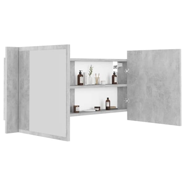 vidaXL Kylpyhuoneen LED peilikaappi betoninharmaa 100x12x45 cm akryyli