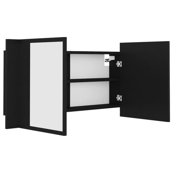 vidaXL LED-speilskap til baderom svart 90x12x45 cma kryl