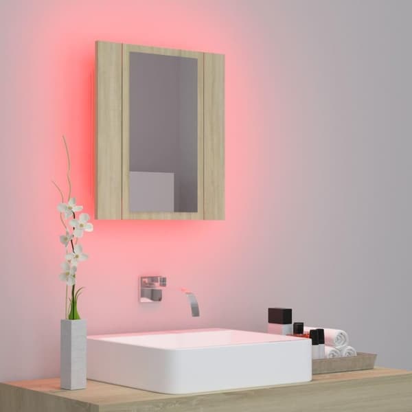 vidaXL Spegelskåp med LED sonoma-ek 40x12x45 cm