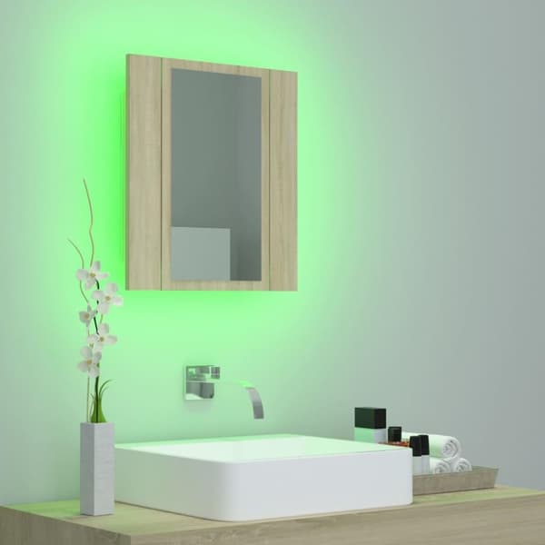 vidaXL Spegelskåp med LED sonoma-ek 40x12x45 cm