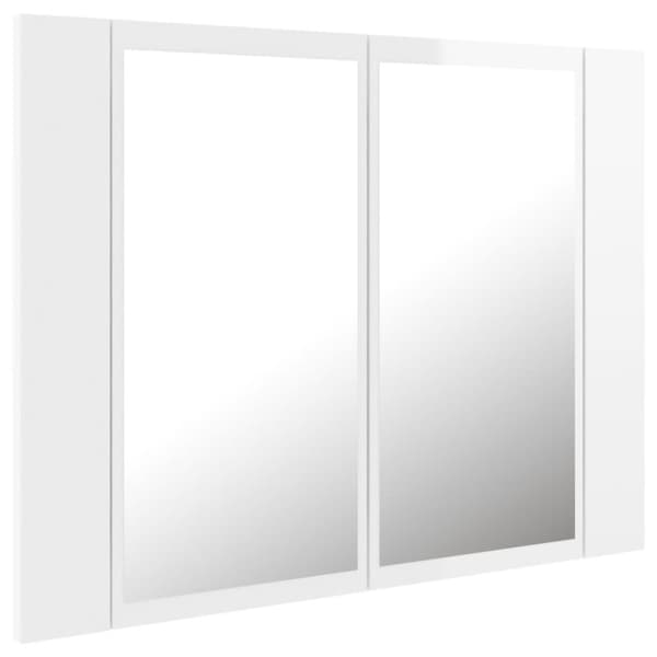 vidaXL badeværelsesskab m. spejl+LED-lys 60x12x45 akryl hvid højglans