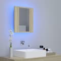 Miniatyrbillede 4 af 11: vidaXL badeværelsesskab m. spejl + LED-lys 40x12x45 cm sonoma-eg