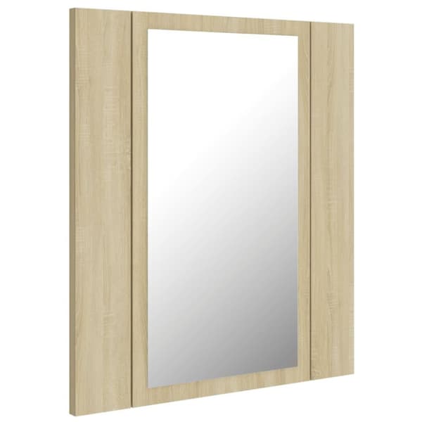 vidaXL badeværelsesskab m. spejl + LED-lys 40x12x45 cm sonoma-eg