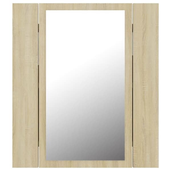 vidaXL badeværelsesskab m. spejl + LED-lys 40x12x45 cm sonoma-eg