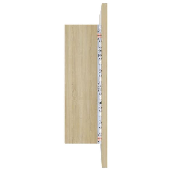 vidaXL badeværelsesskab m. spejl + LED-lys 40x12x45 cm sonoma-eg