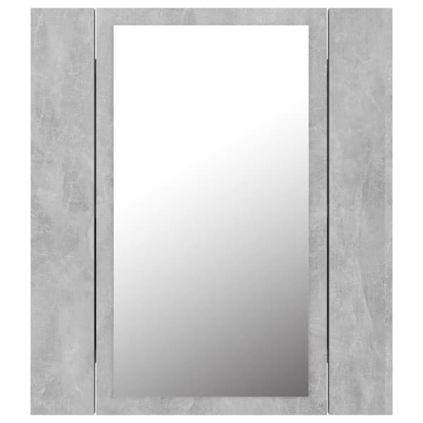 vidaXL badeværelsesskab m. spejl og LED-lys 40x12x45 cm akryl betongrå