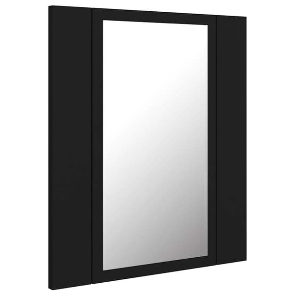 vidaXL badeværelsesskab m. spejl og LED-lys 40x12x45 cm akryl sort