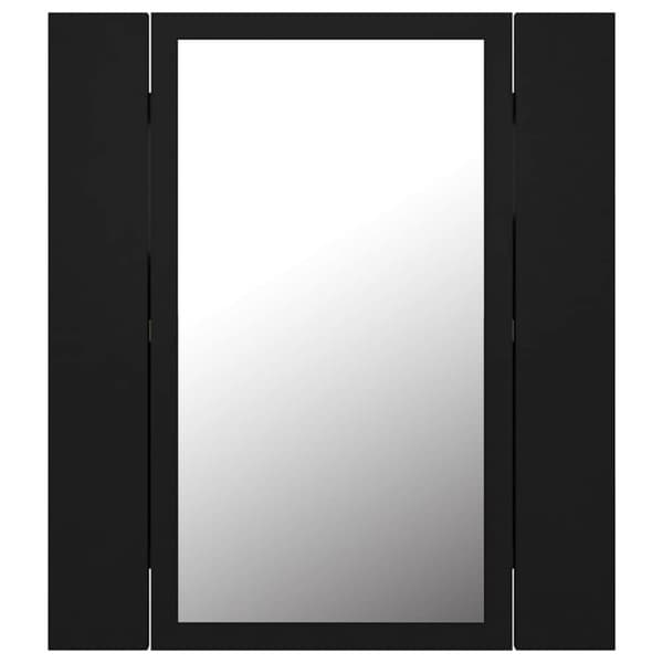 vidaXL badeværelsesskab m. spejl og LED-lys 40x12x45 cm akryl sort