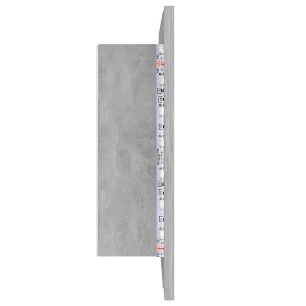vidaXL Spegelskåp med LED betonggrå 60x12x45 cm akryl
