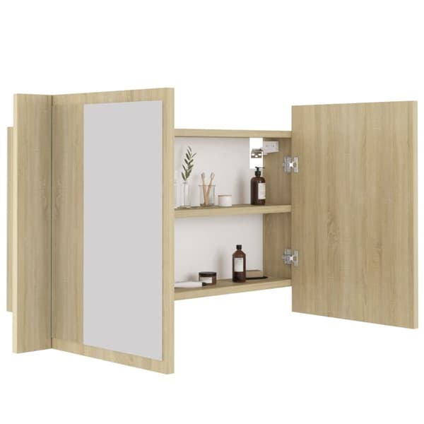 vidaXL Kylpyhuoneen LED peilikaappi Sonoma-tammi 80x12x45 cm akryyli
