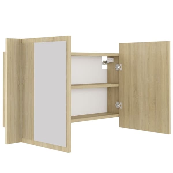 vidaXL Kylpyhuoneen LED peilikaappi Sonoma-tammi 80x12x45 cm akryyli
