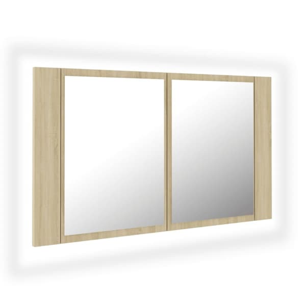 vidaXL Kylpyhuoneen LED peilikaappi Sonoma-tammi 80x12x45 cm akryyli