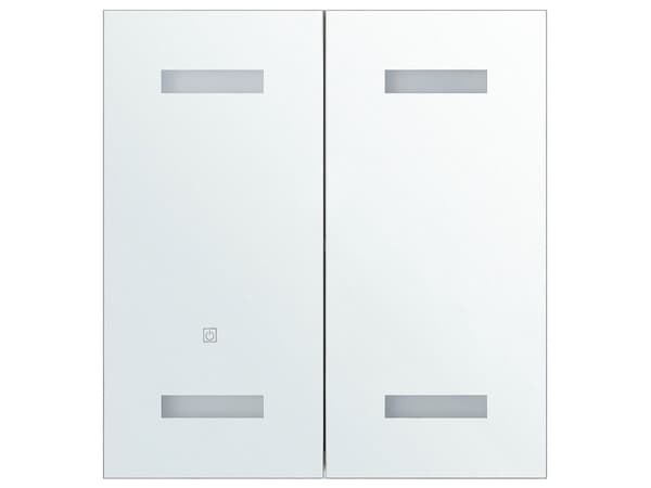 Badeværelse Spejlskab Sølv krydsfiner 60 x 60 cm Hængende 2 Låger med LED Lys