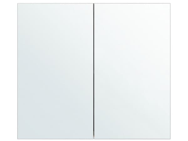 Badeværelse Spejlskab Hvid Krydsfiner 80 x 70 cm Hængende 2 Låger Skabshylder Opbevaring Moderne Stil