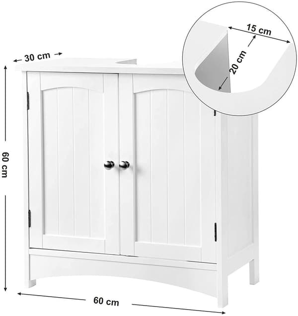 Tvättställsunderskåp Retro Med 2 dörrar 60 x 30 x 60 cm Vit