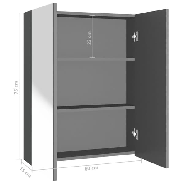 vidaXL Speilskap til bad 60x15x75 cm MDF antrasitt