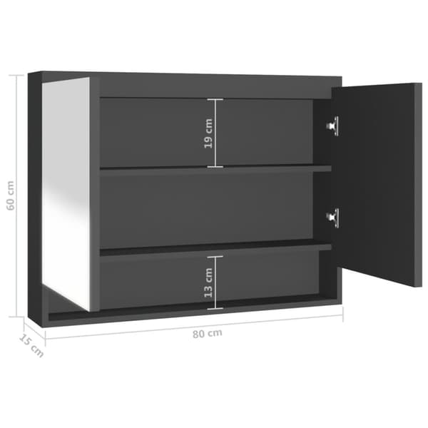 vidaXL badeværelsesskab med spejl 80x15x60 cm MDF grå