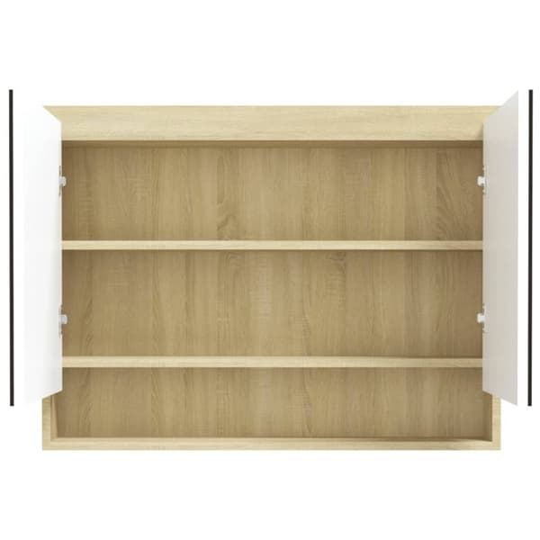 vidaXL LED kylpyhuoneen peilikaappi 80x15x60 cm MDF valkoinen ja tammi