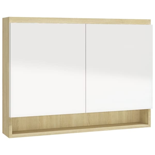 vidaXL LED kylpyhuoneen peilikaappi 80x15x60 cm MDF valkoinen ja tammi