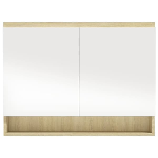 vidaXL LED kylpyhuoneen peilikaappi 80x15x60 cm MDF valkoinen ja tammi